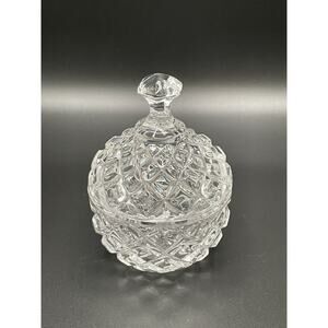Clear Crystal Diamond Cut Glass Candy Dish‎ Trinket Holder.
